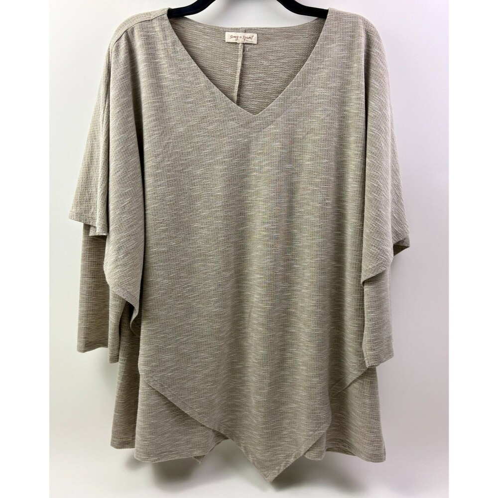 Song N Spirit Lagenlook Textured Asymmetrical Poncho Tunic L/XL